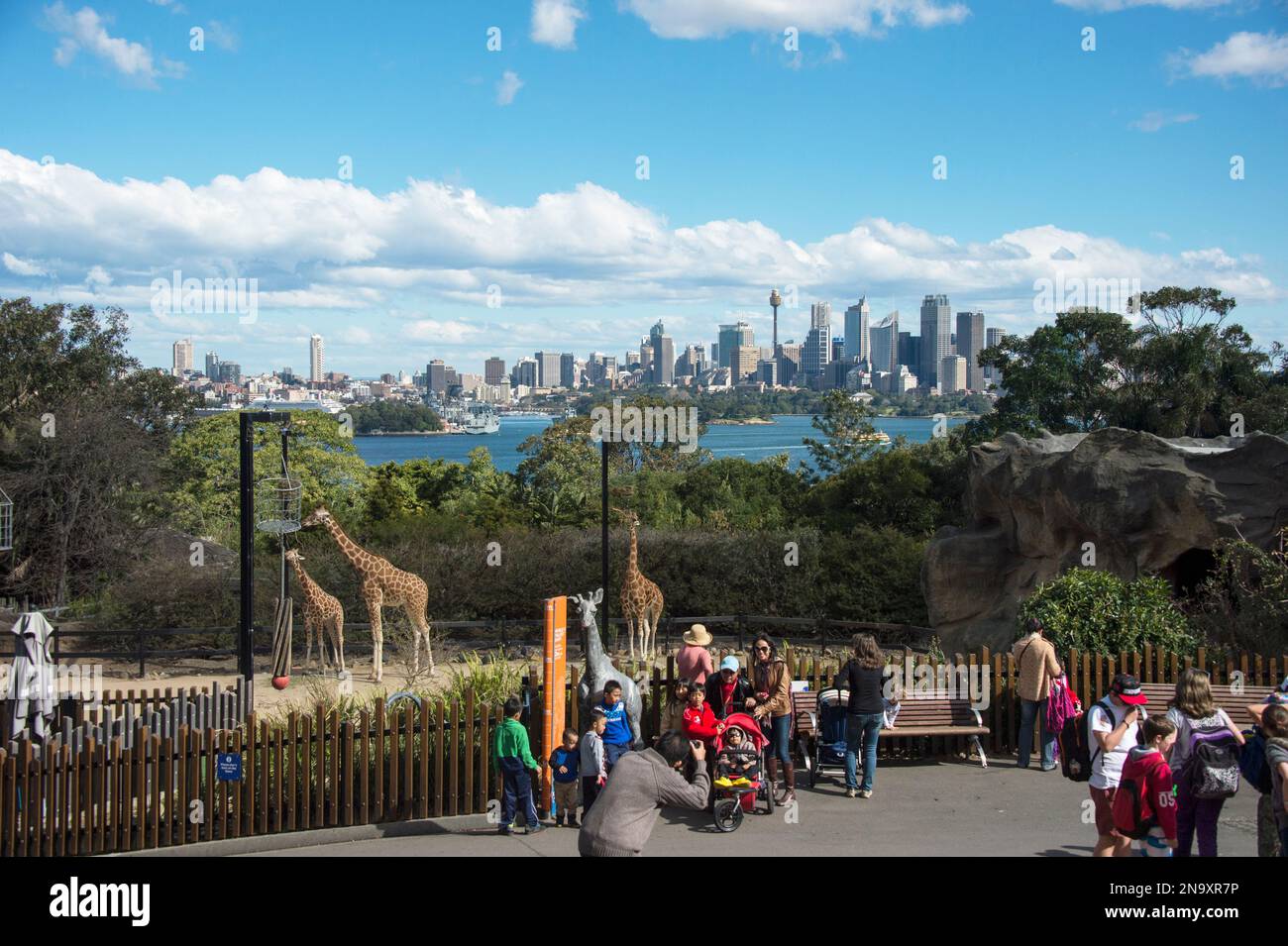 The Taronga Zoo with the Sydney skyline in the background; Sydney, New South Wales, Australia Stock Photo