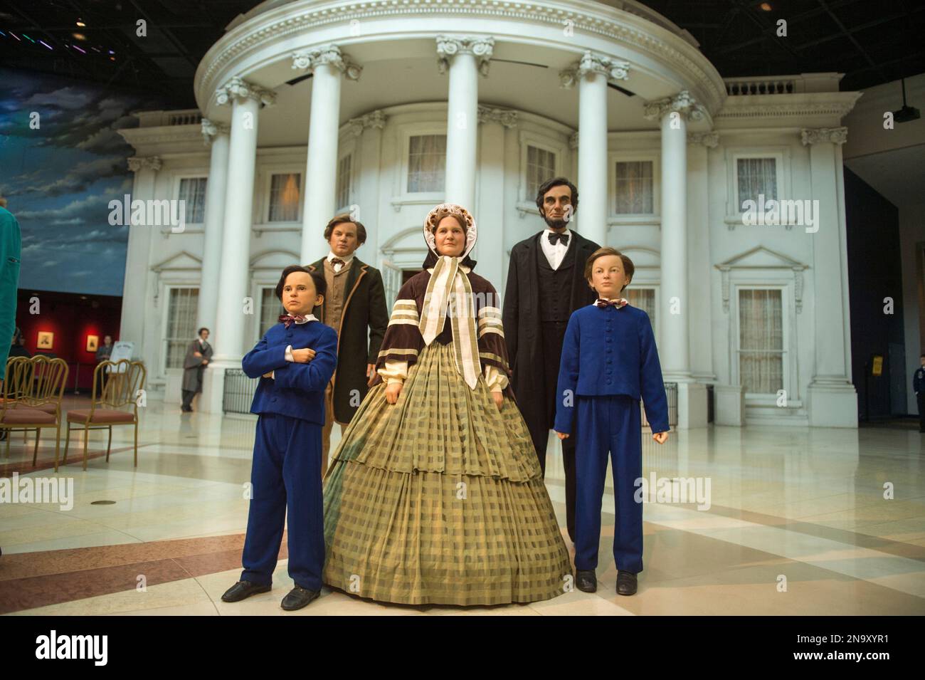 Wax sculpture family of Abraham Lincoln inside of the Lincoln Museum in
