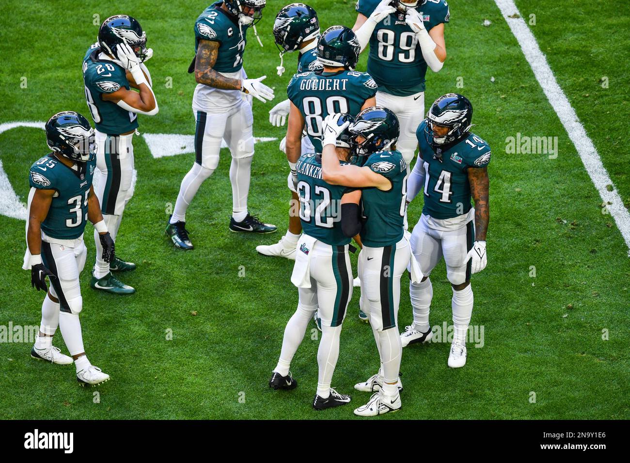 Philadelphia Eagles players take to the field ahead of Super Bowl LVII