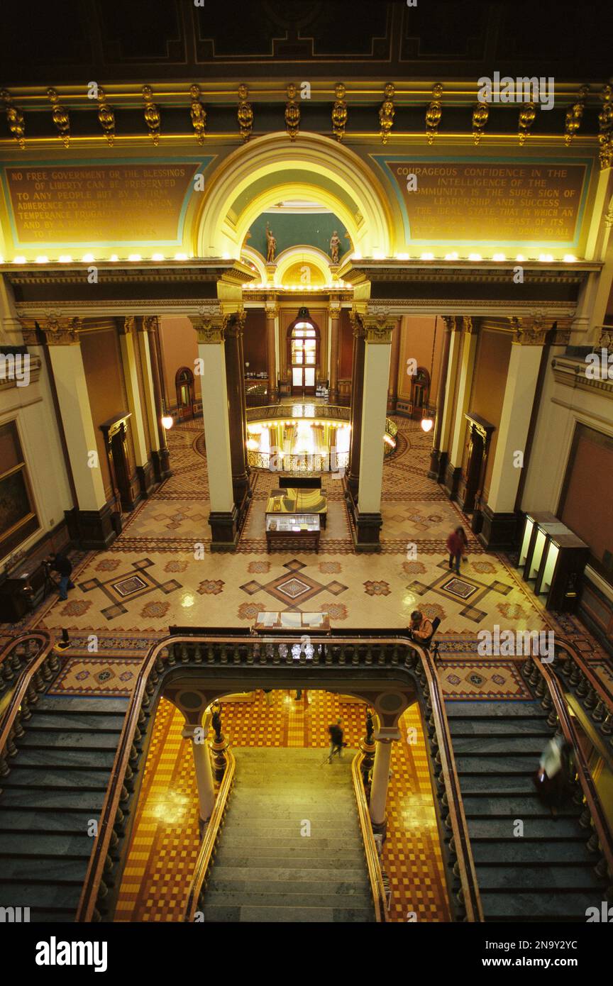 Staircase inside the Iowa State Capitol; Des Moines, Iowa, United States of America Stock Photo