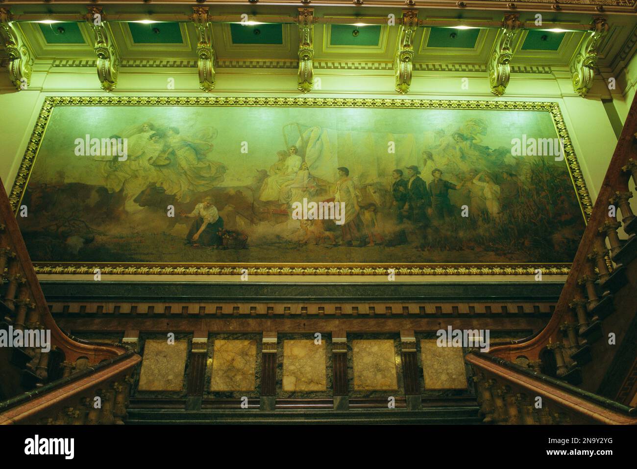 'Westward', a mural painting by Edwin H. Blashfield at the Iowa State Capitol; Des Moines, Iowa, United States of America Stock Photo