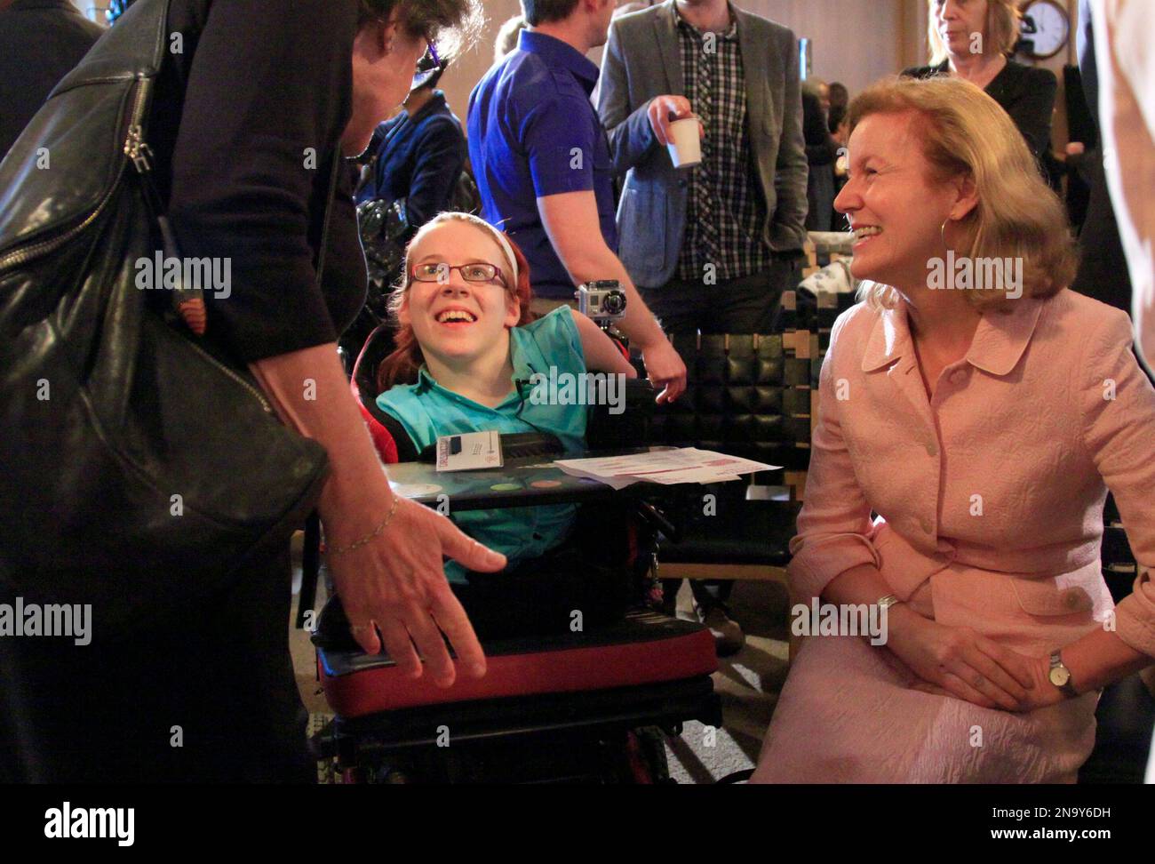 Ireland's U.N. Ambassador Anne Anderson, right, meets with Joanne O ...