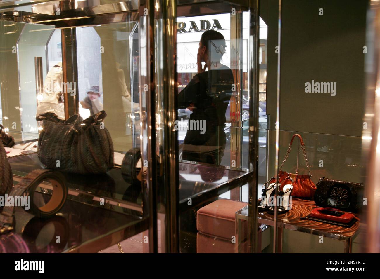 Designer handbags accessories Valentino store window display Via