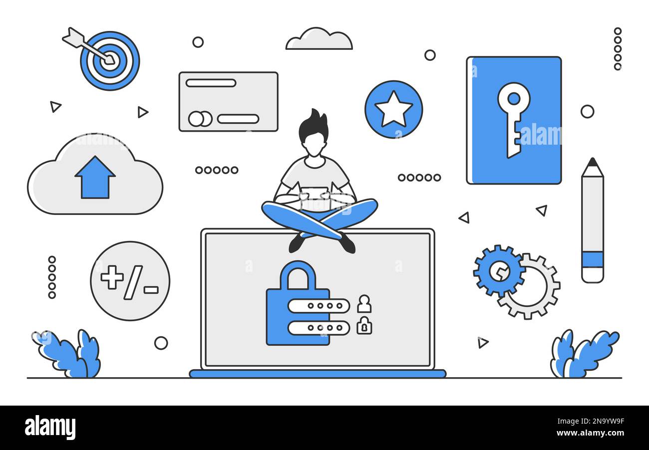 Private system access. Security account, confidential personal data