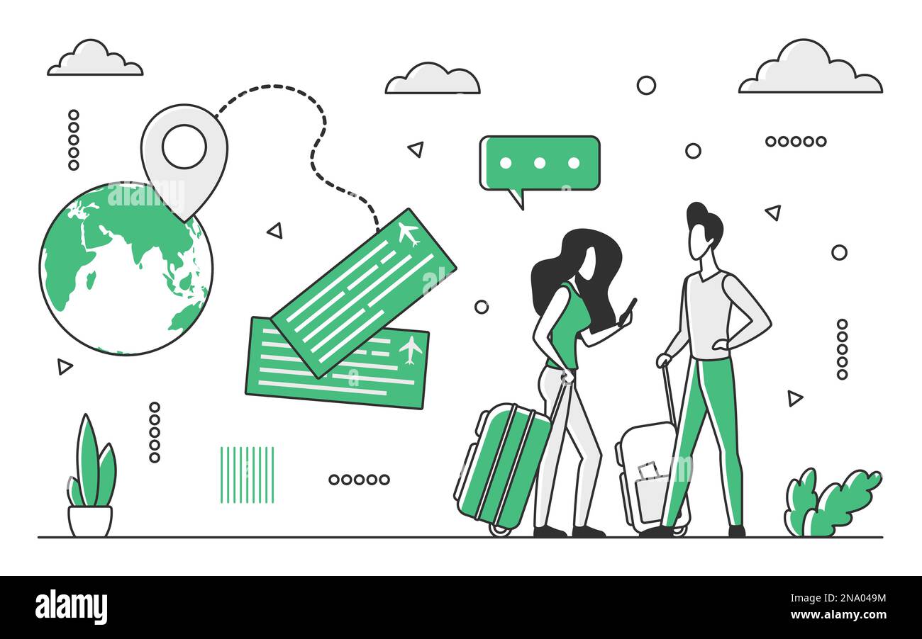 Booking travel flight. Holiday tickets, vacation itinerary, world