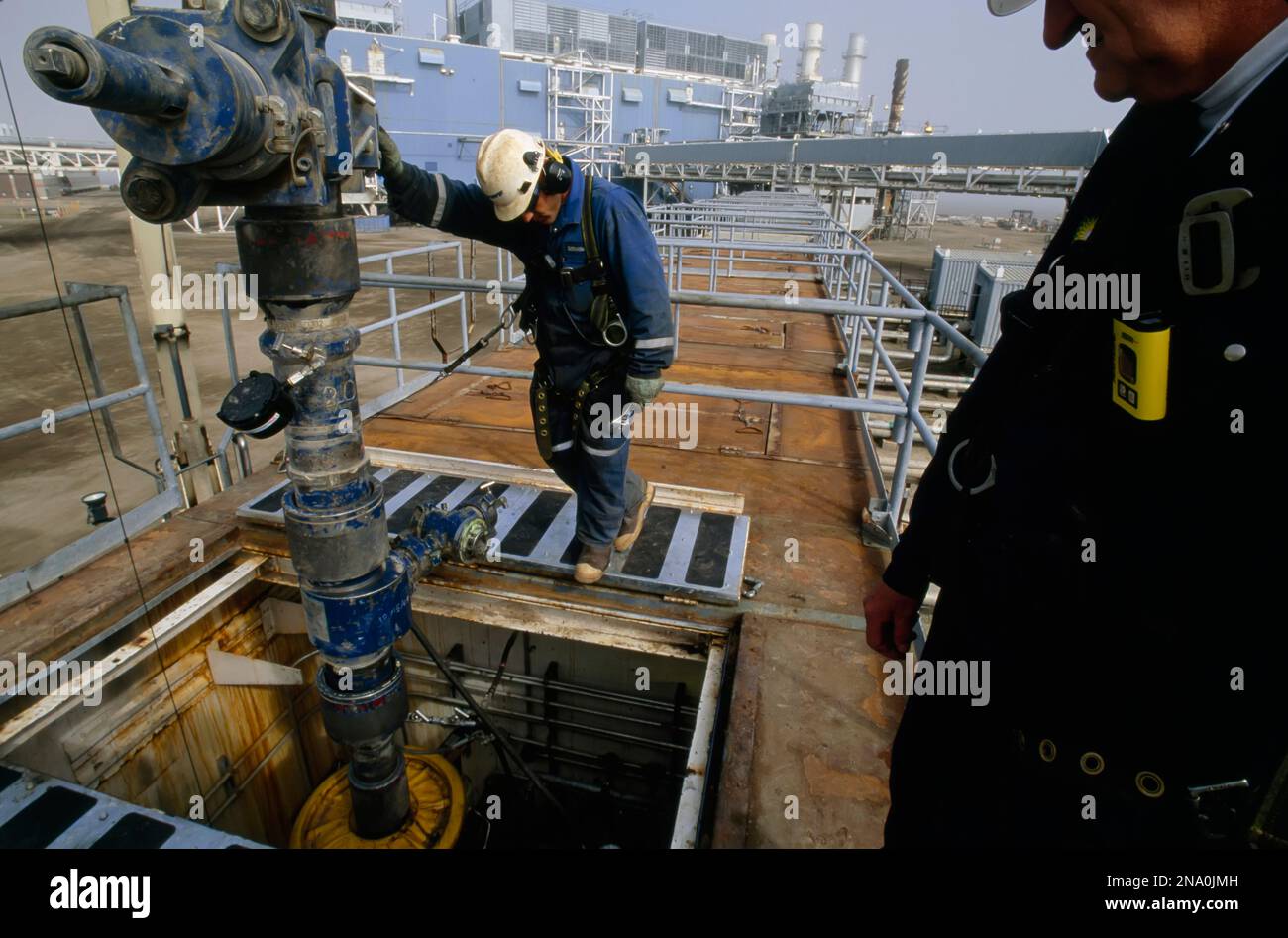 Oil drilling operation,  North Slope area, Alaska, USA; North Slope, Alaska, United States of America Stock Photo