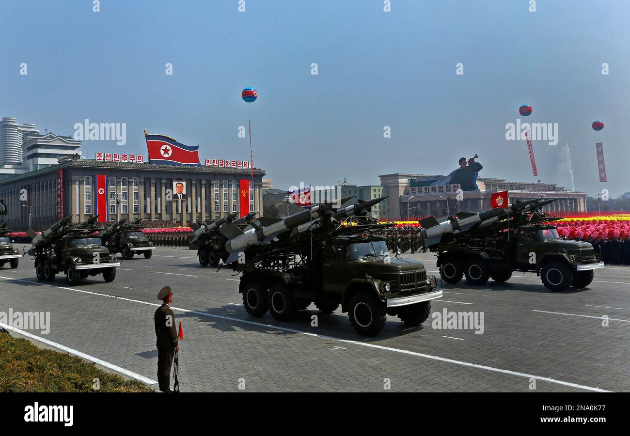 Pyongyang Vehicles North Korean military vehicles carrying missiles participate in a ...