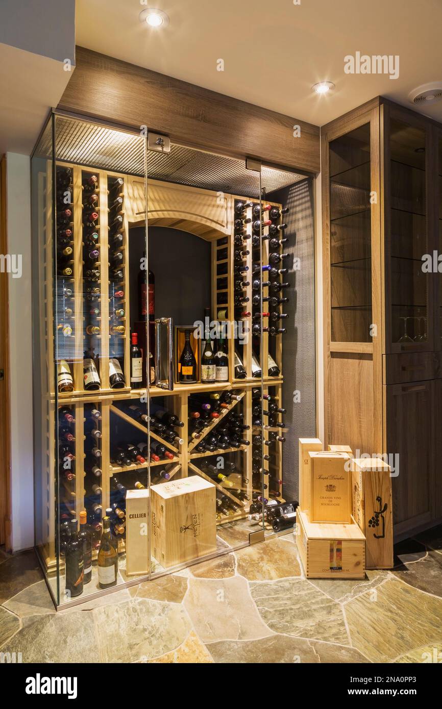 House basement wine shelves boxes hires stock photography and images