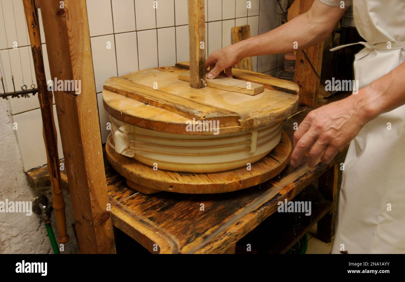 Cheese making press at alm in the Tyrol Stock Photo Alamy