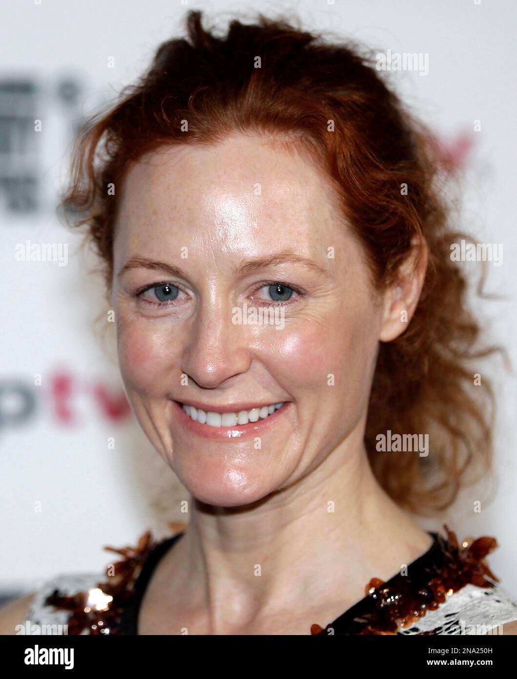 Irish actress Geraldine Somerville poses for photographers as she ...