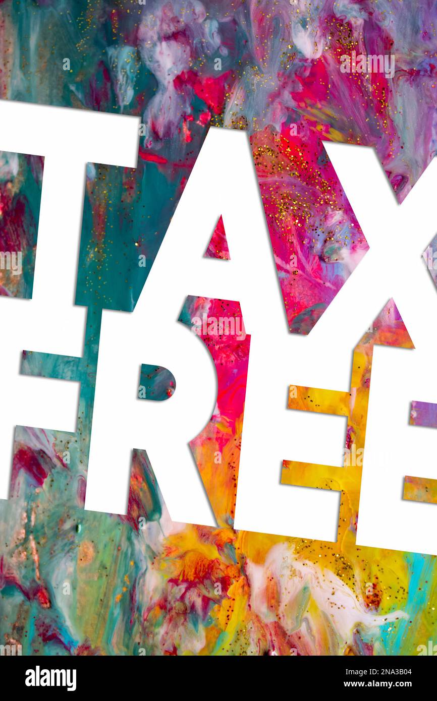 Abstract Natural Luxury art, fluid painting with Tax Free text, alcohol