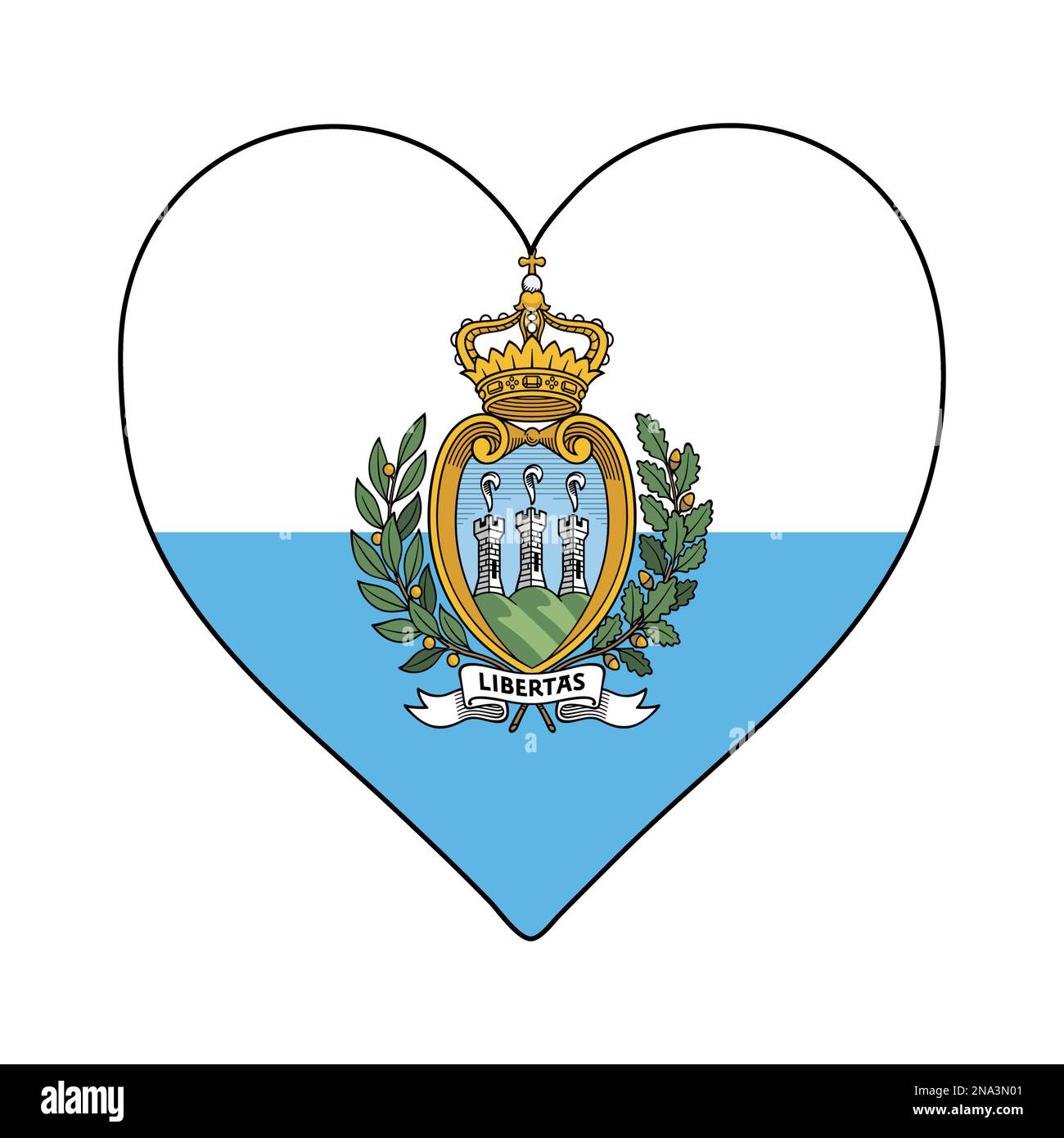 San Marino Heart Shape Flag. Love San Marino. Visit San Marino