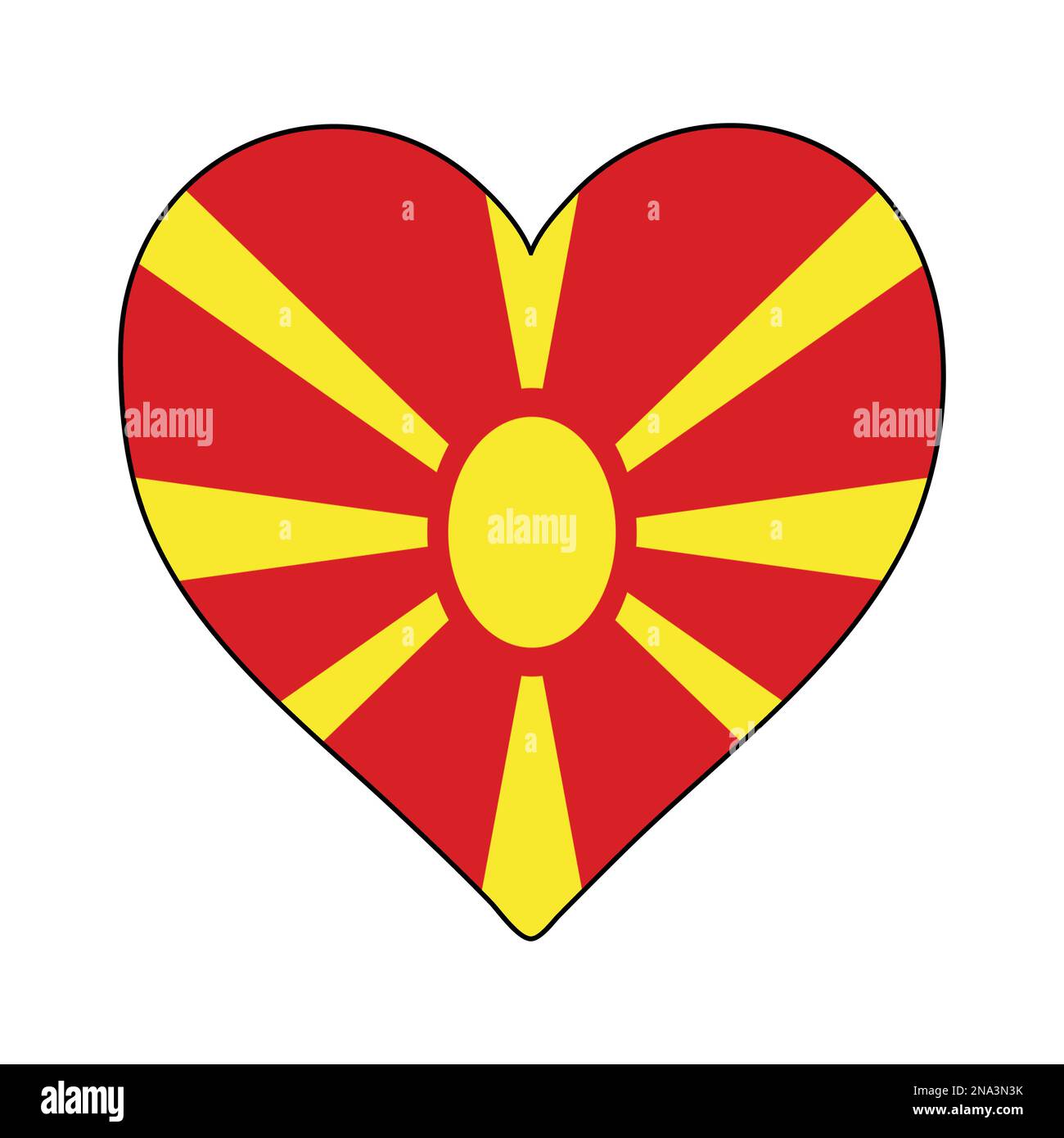 North Macedonia Heart Shape Flag. Love North Macedonia. Visit North Macedonia. Southern Europe. Europe. European Union. Vector Illustration Graphic De Stock Vector
