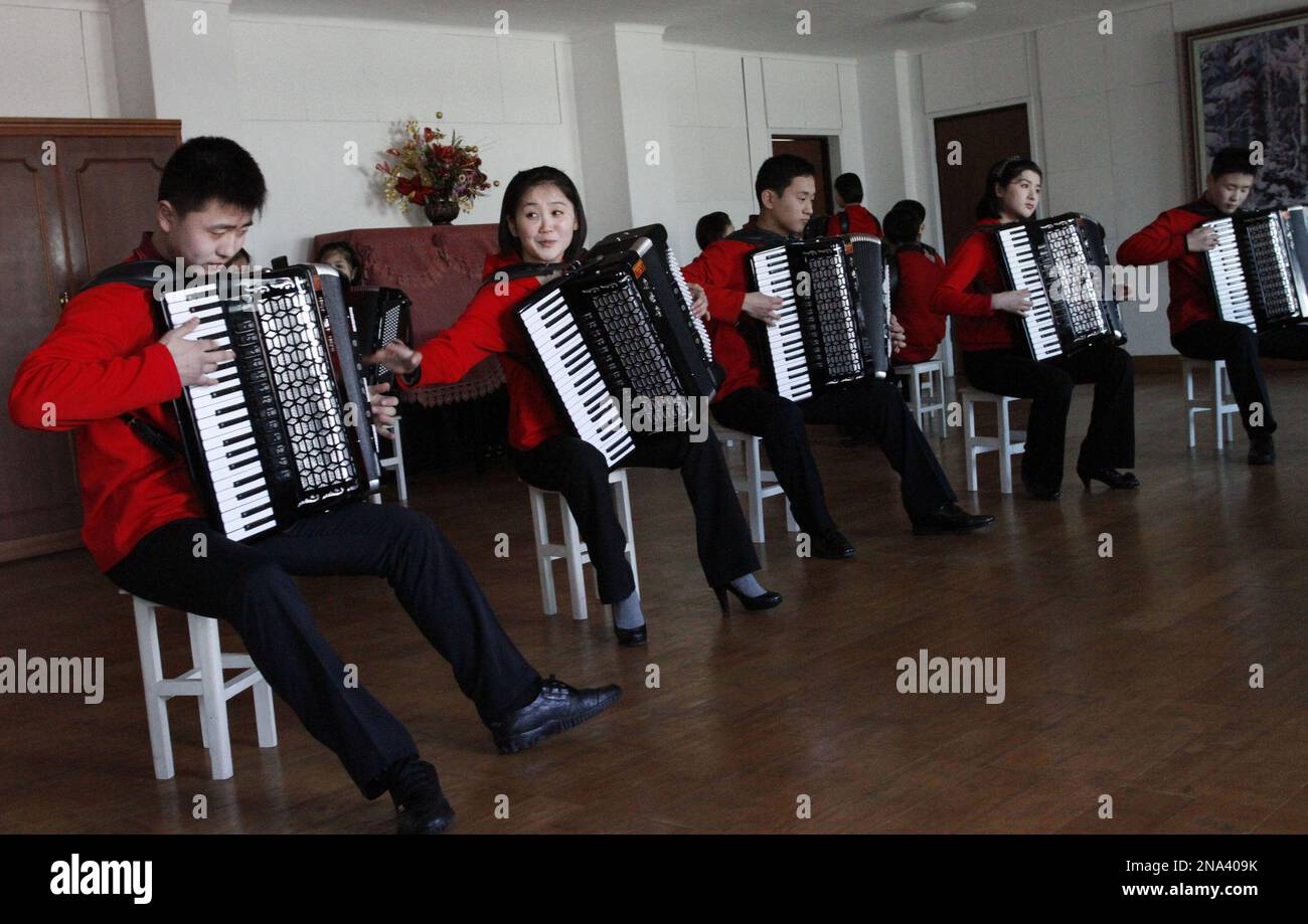 In this Feb. 25, 2012 photo, students rehearse with accordions in a