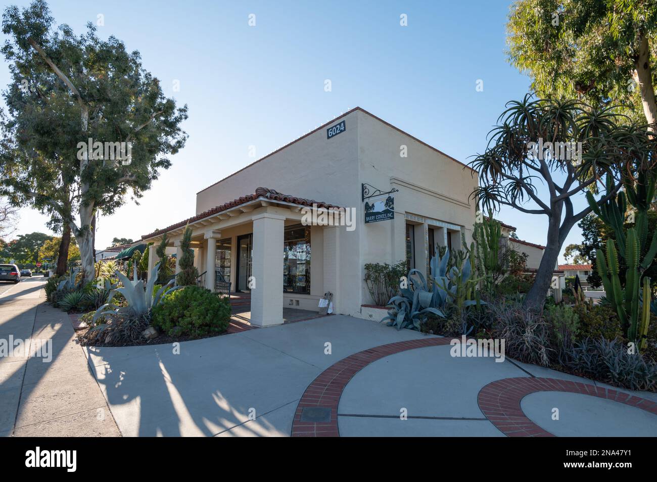 Rancho Santa Fe, California. One of many real estate offices in town for luxury homes Stock