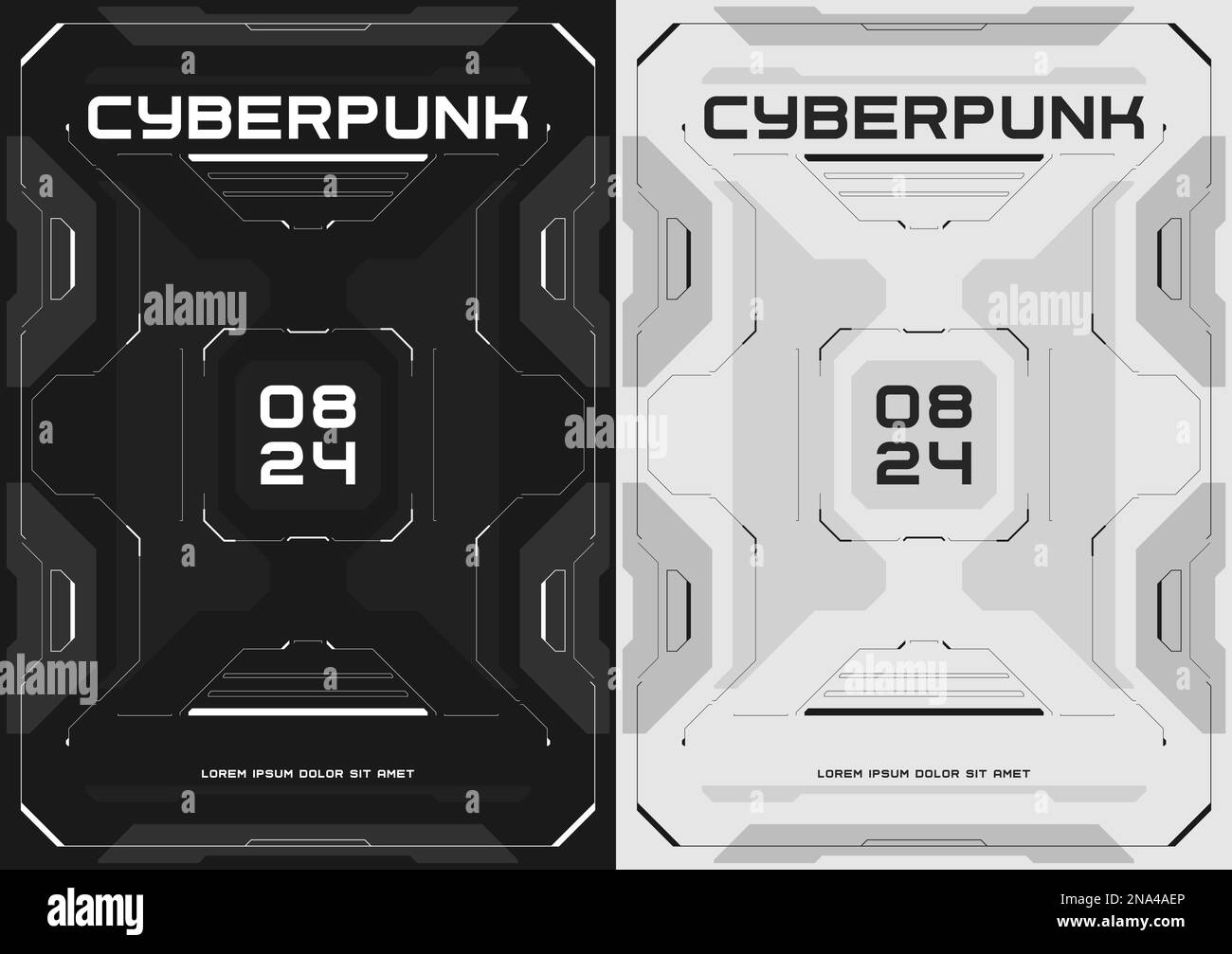 Cyberpunk futuristic poster set. Tech cyberpunk design for web and ...