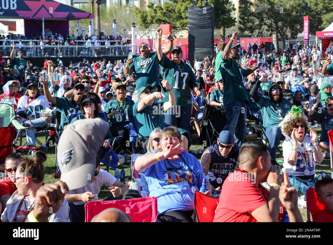Kansas City Chiefs and Philadelphia Eagles fans attend the Official