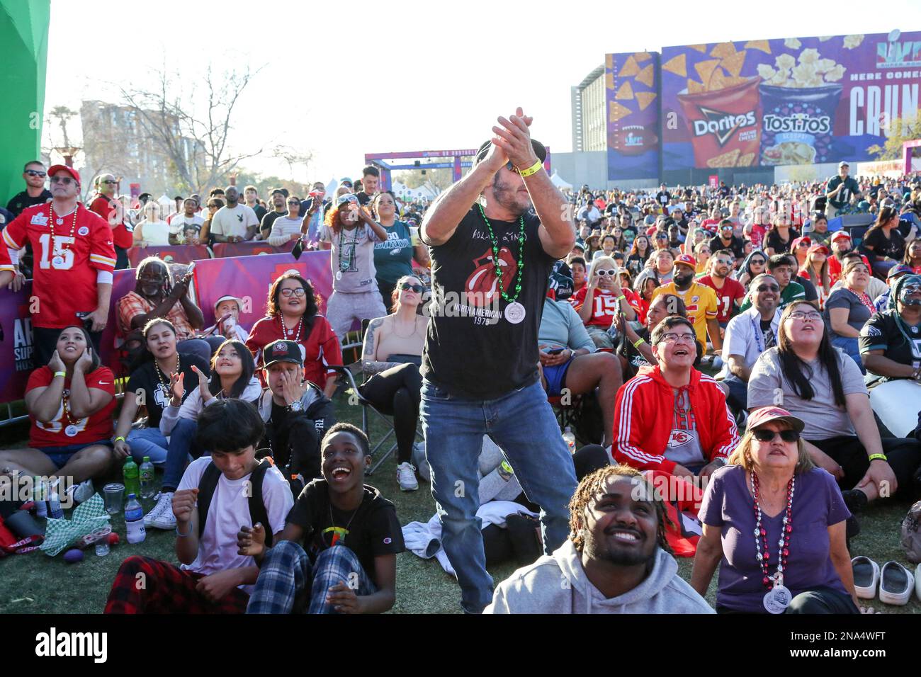Kansas City Chiefs and Philadelphia Eagles fans attend the Official