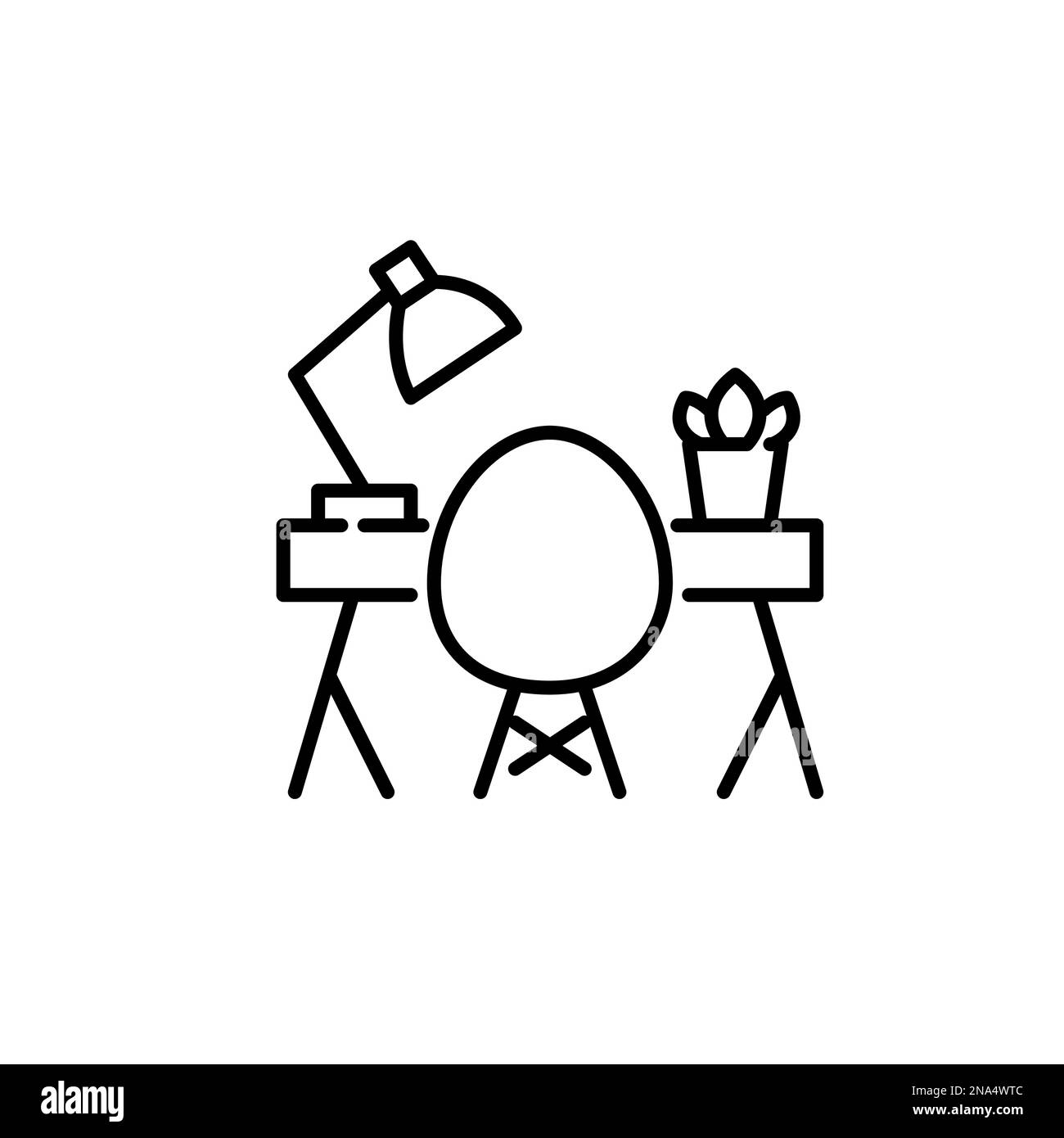 Cozy workplace for remote worker. Pixel perfect, editable stroke icon Stock Vector