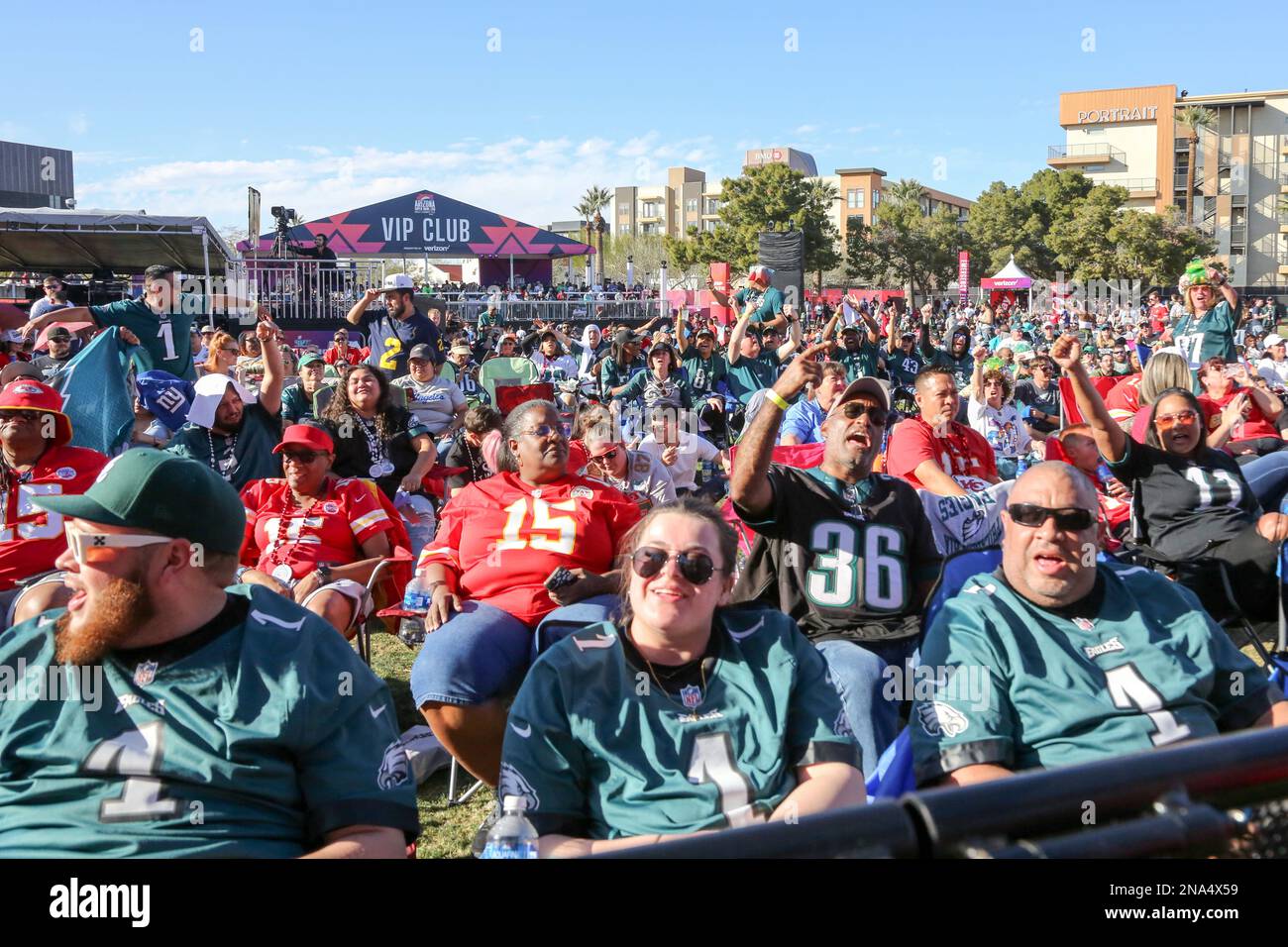 Kansas City Chiefs and Philadelphia Eagles fans attend the Official