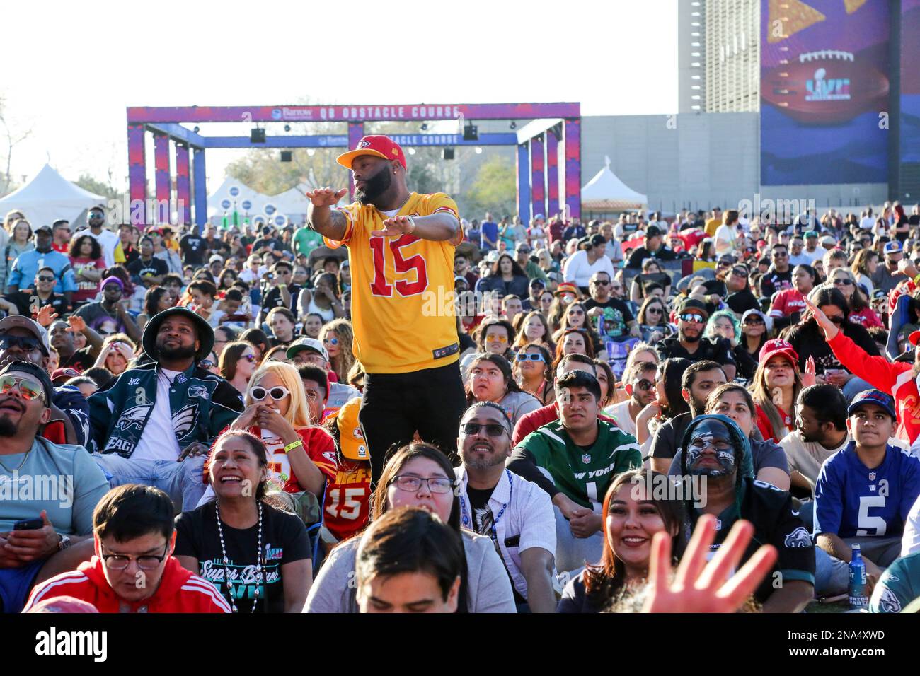 Kansas City Chiefs and Philadelphia Eagles fans attend the Official