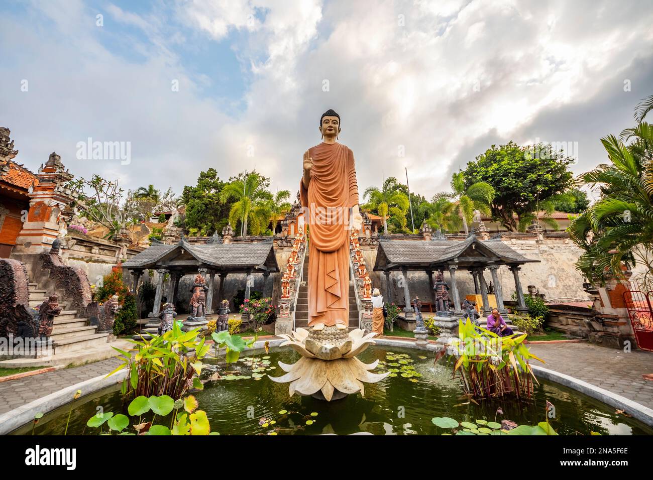 Statue of Buddha at Brahma Vihara Arama Buddhist Monastery; Banjar, Bali, Indonesia Stock Photo