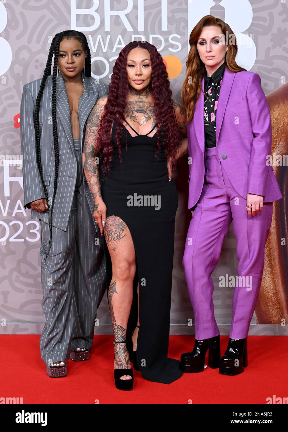 EDITORIAL USE ONLY - Keisha Buchanan, Mutya Buena and Siobhan Donaghy from the Sugababes at the 2023 Brit Awards, on February 11, 2023 in London, UK. Photo by Stuart Hardy/ABACAPRESS.COM Stock Photo