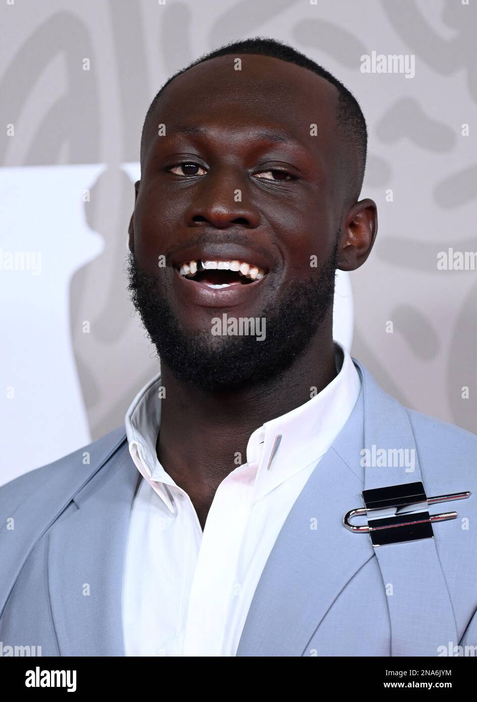 EDITORIAL USE ONLY Stormzy at the 2023 Brit Awards, on February 11