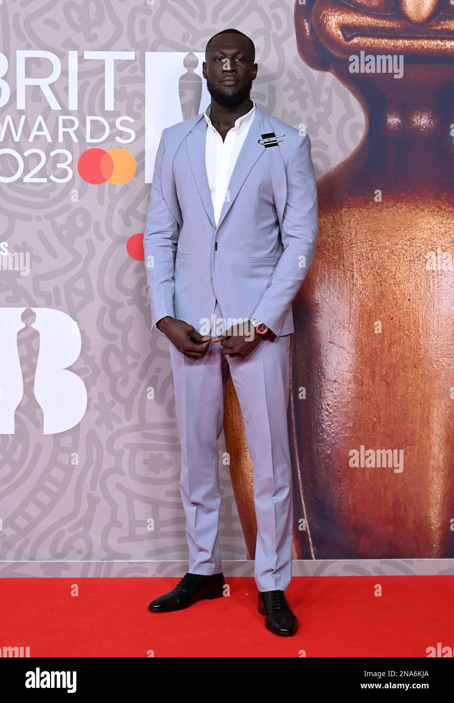 EDITORIAL USE ONLY Stormzy at the 2023 Brit Awards, on February 11
