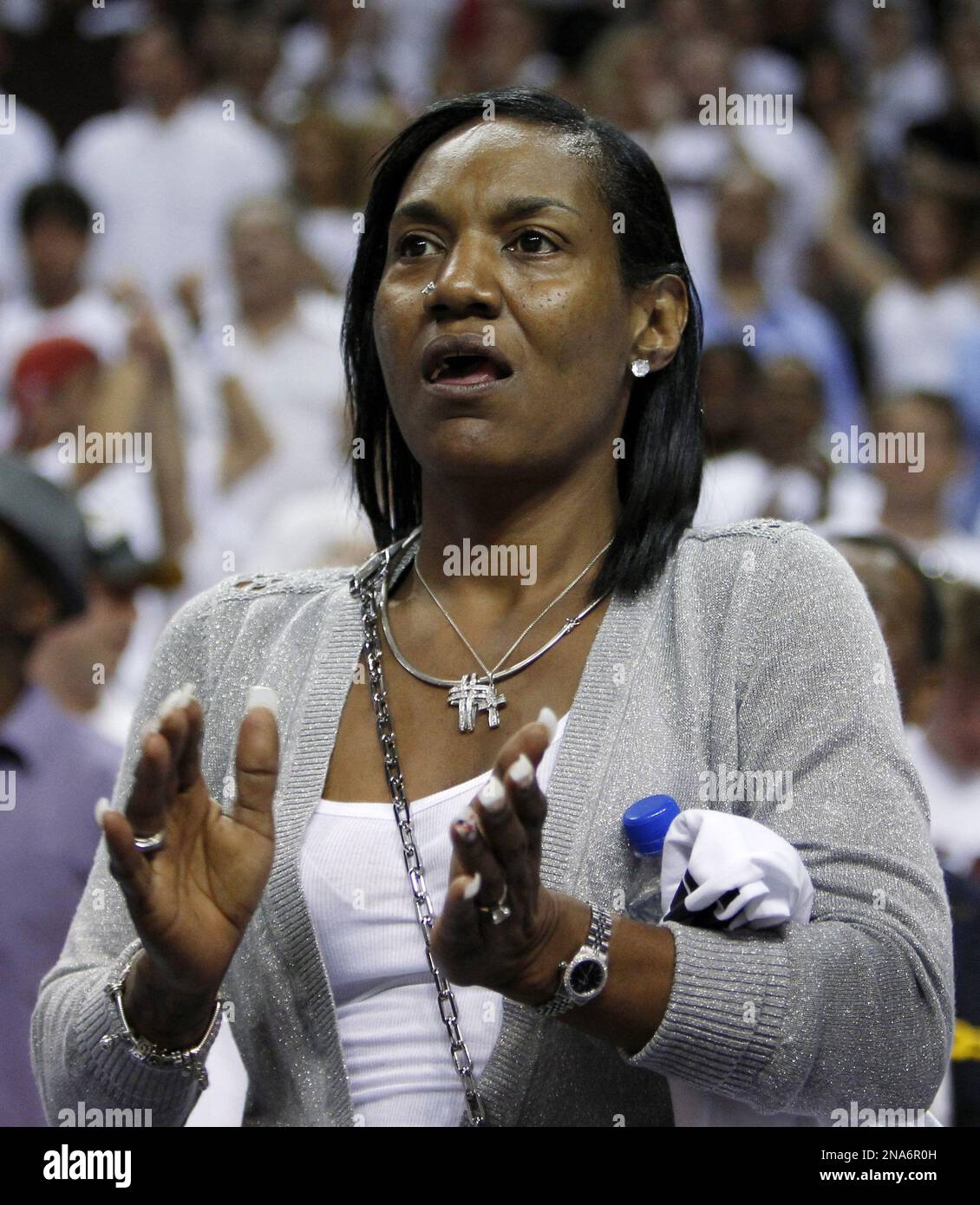 FILE In this May 24 2011 file photo LeBron James mother Gloria James is shown during an overtime period of Game 4 of the NBA Eastern Conference finals basketball series between