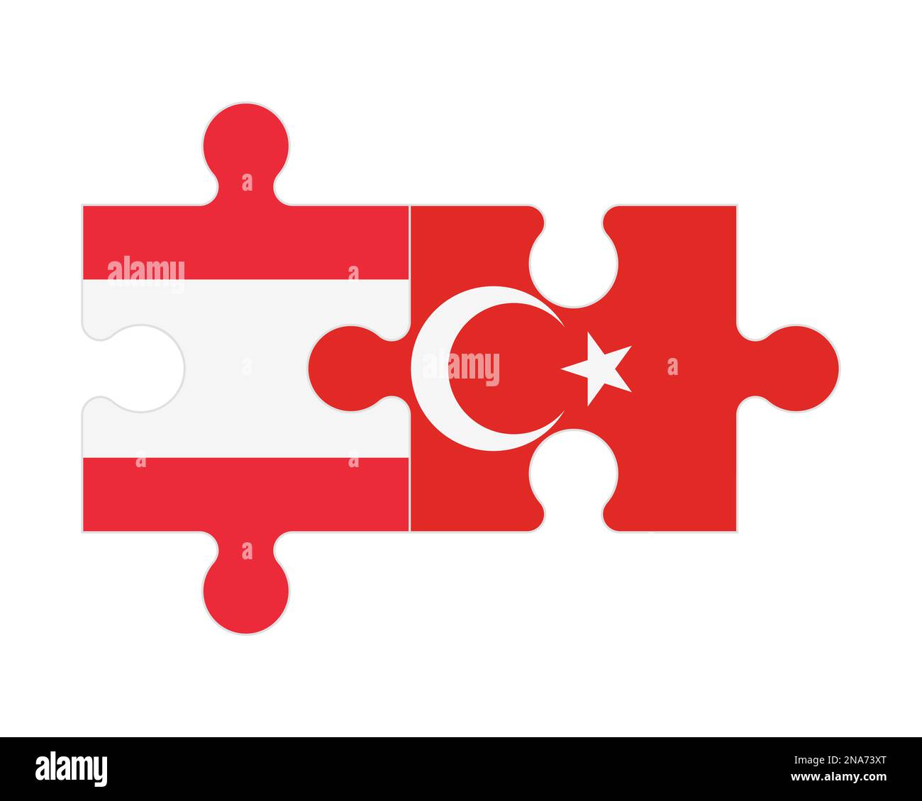 Connected puzzle of flags of Austria and Turkey, vector Stock Vector