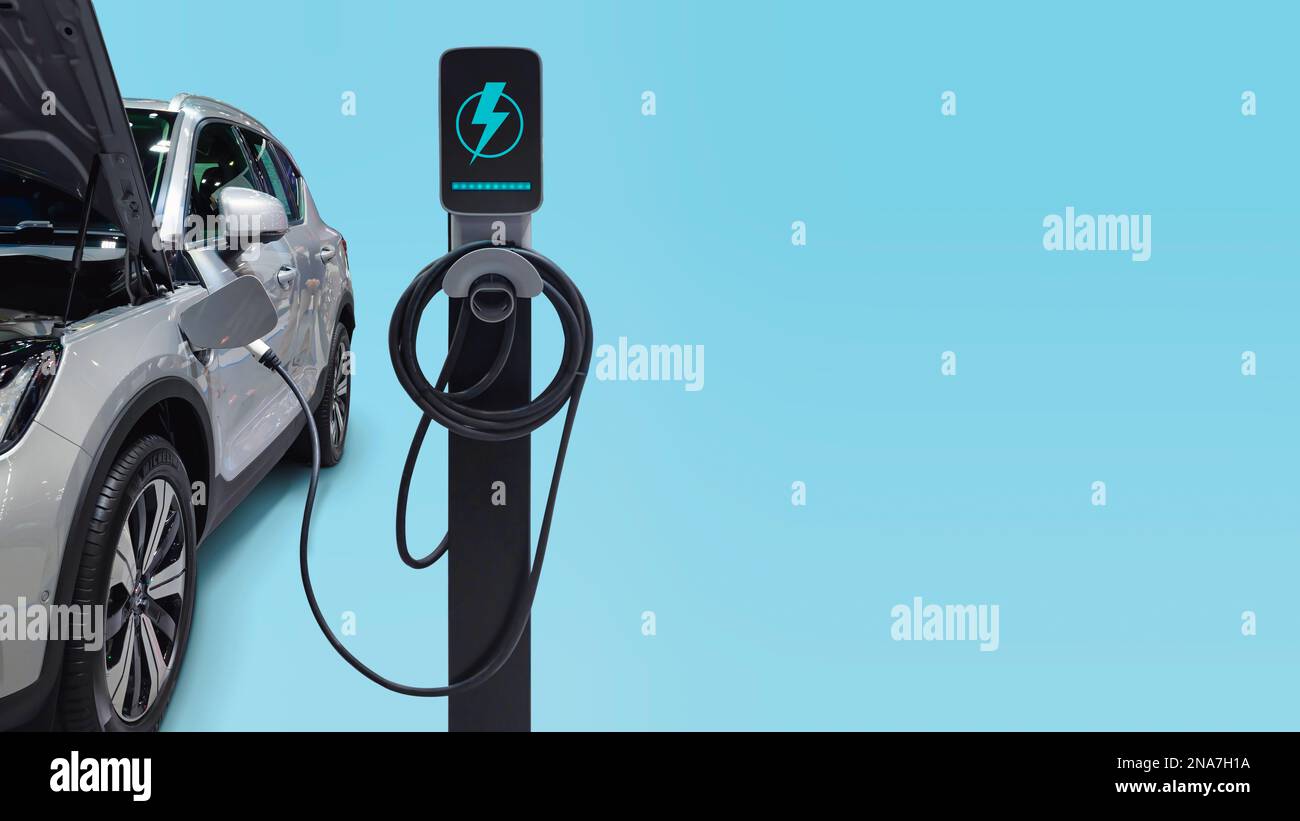 Electric car charging with station, EV fuel advance an modern eco