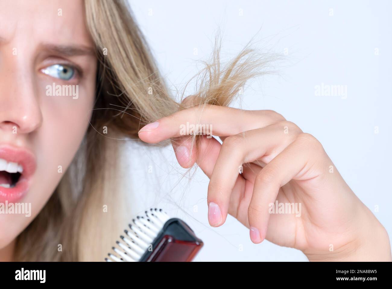 Closeup alluring portrait of beauty cosmetic clean skin woman having