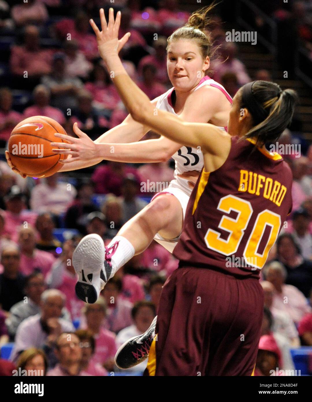 Penn State's Maggie Lucas (33) drives to the basket past Minnesota's