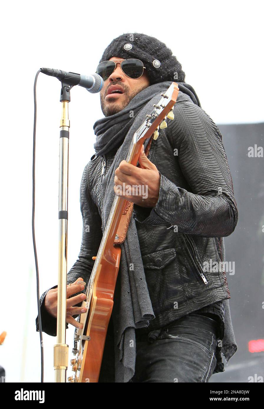 Lenny Kravitz preforms during pre-race activities at the NASCAR Daytona ...