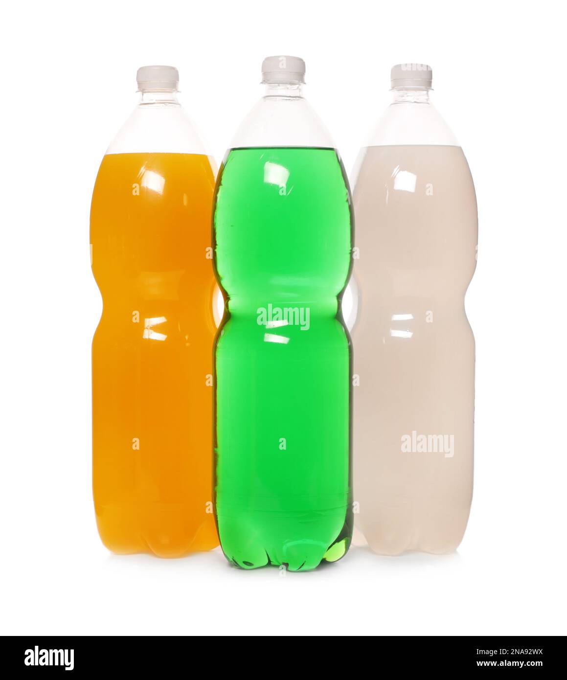 Bottles of soft drinks on white background Stock Photo Alamy