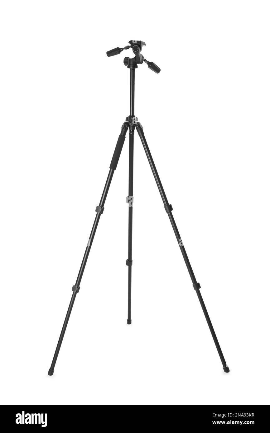 Modern tripod for camera isolated on white Stock Photo Alamy
