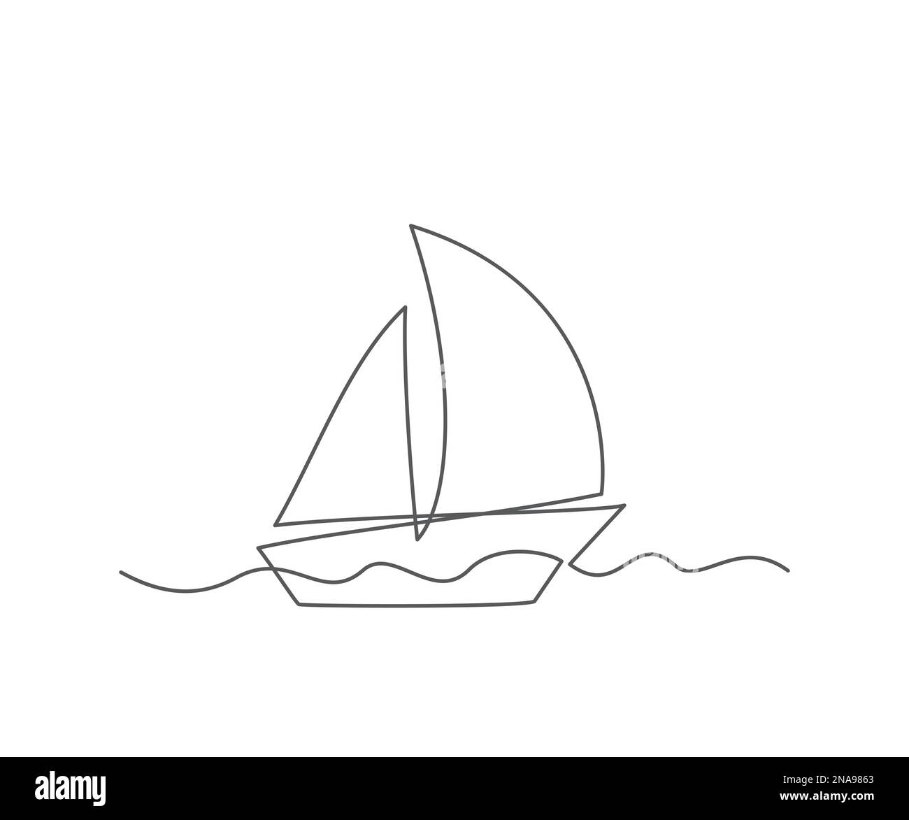 Boat One line drawing on white background Stock Vector