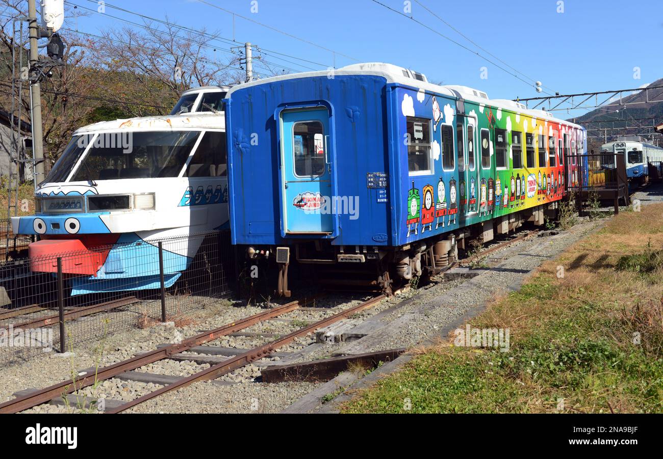 Thomas & Friends train at the Shimoyoshida station in Yamanashi prefecture, Japan. Stock Photo
