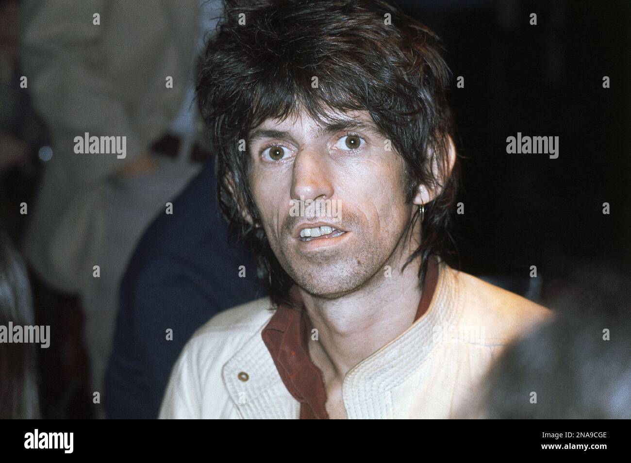 Keith Richards of The Rolling Stones shown in 1977. (AP Photo) Stock Photo