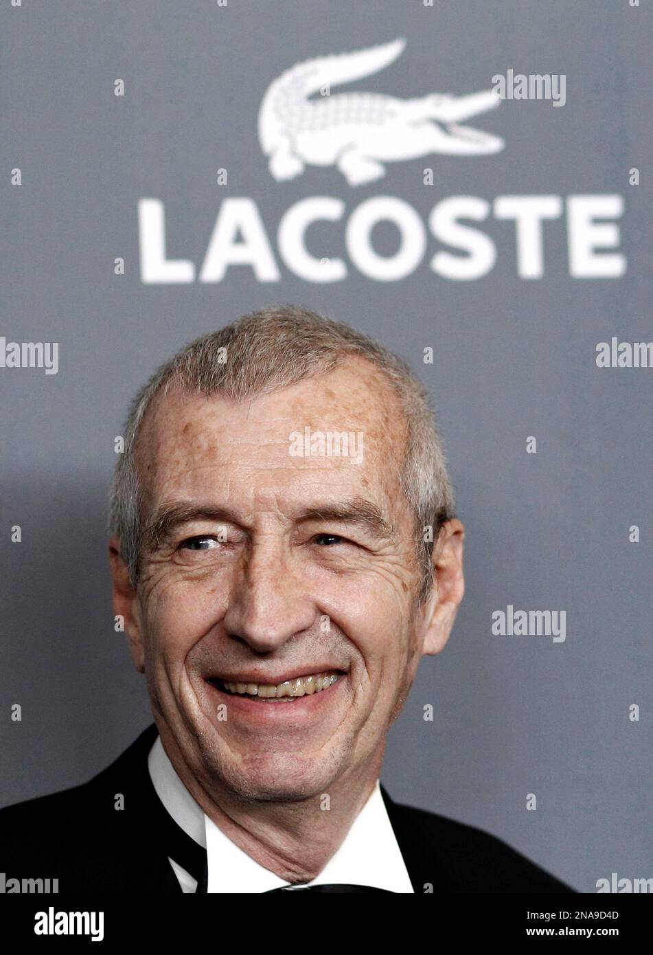 Michel Lacoste president of Lacoste arrives at the 14th Annual Costume Designers Guild Awards at the The Beverly Hilton hotel in Beverly Hills Calif. Tuesday Feb. 21 2012. AP Photo Matt Sayles Stock
