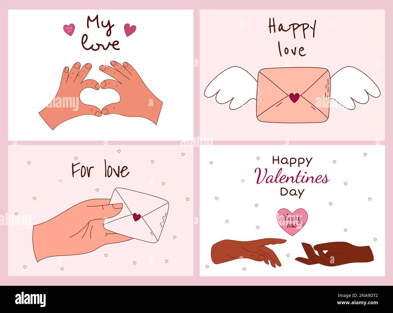 Set of Valentine's Day greeting cards. Vector illustration Stock Vector ...