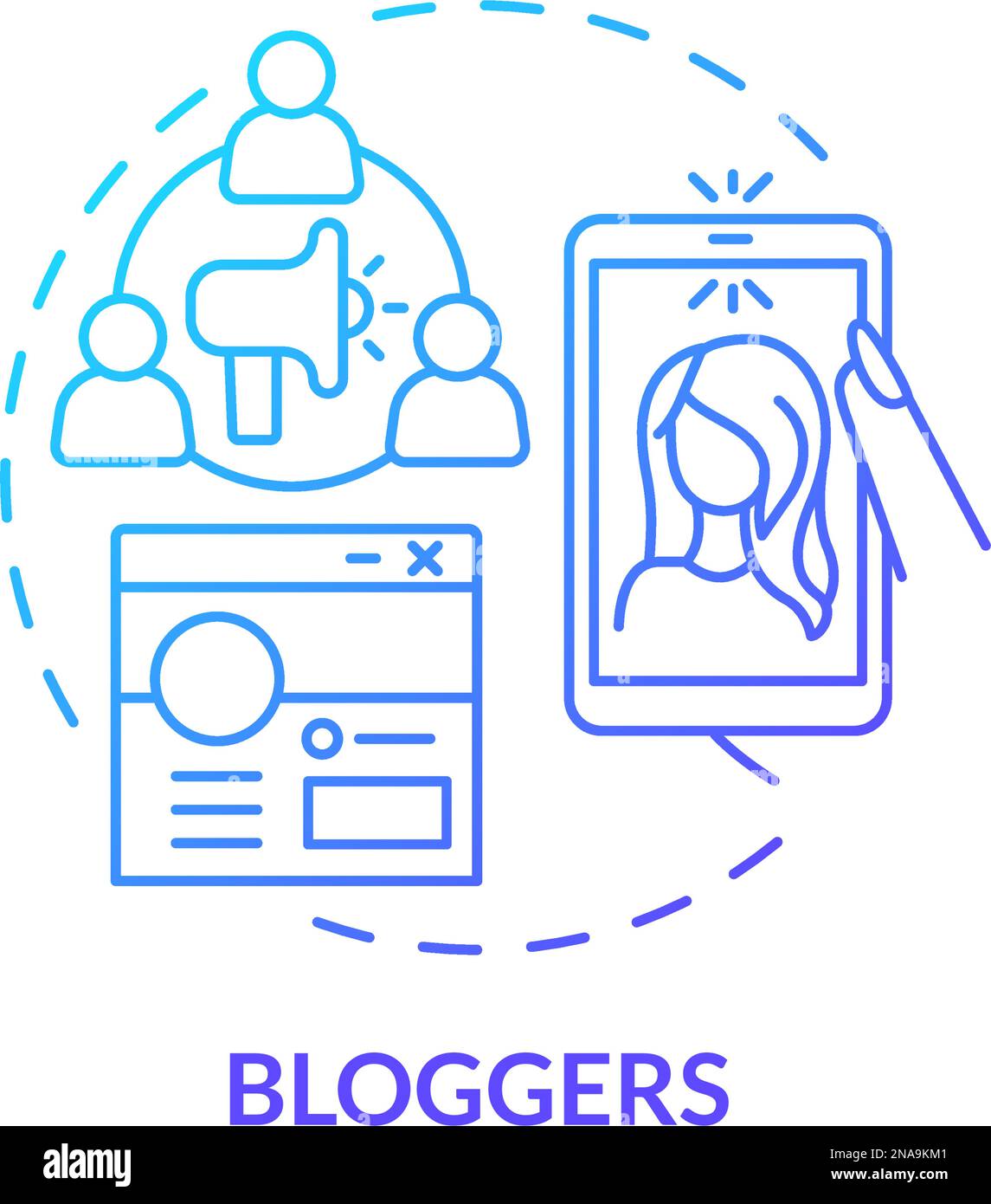 Blogger blue gradient concept icon Stock Vector