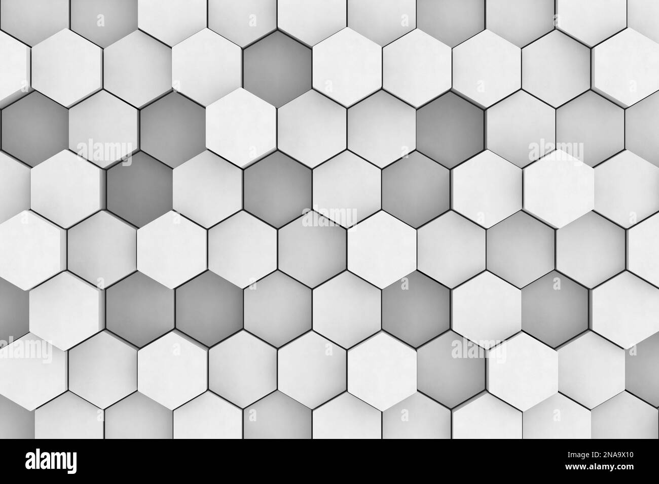 hexagonal cellular structure. Wall texture with 3D hexagon tile pattern. 3D illustration Stock Photo