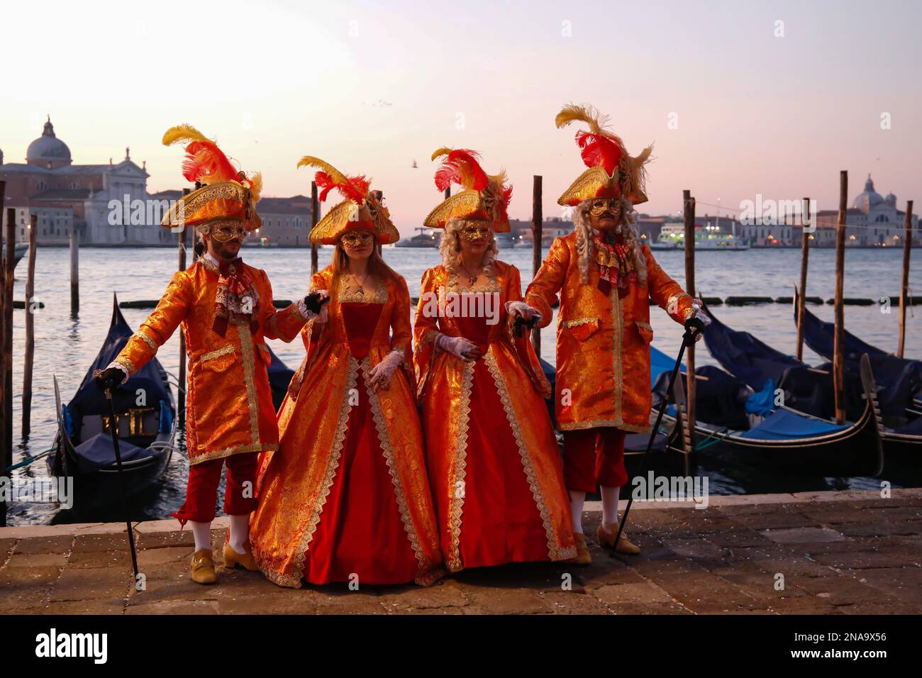 Venice, Italy. 13th February 2023. Revellers wearing traditional carnival costumes and masks, along with tourists, flock to Venice for the Venice Carnival. Credit: Carolyn Jenkins/Alamy Live News Stock Photo