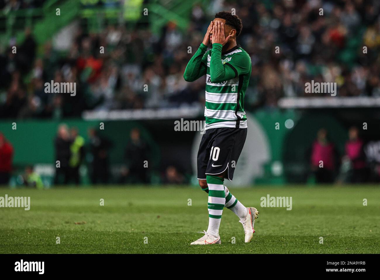 Lisbon, Portugal. 12th Feb, 2023. Marcus Edwards of Sporting CP reacts  during the Liga Bwin match between Sporting CP and FC Porto at Estadio Jose  Alvalade. (Final score: Sporting CP 1:2 FC