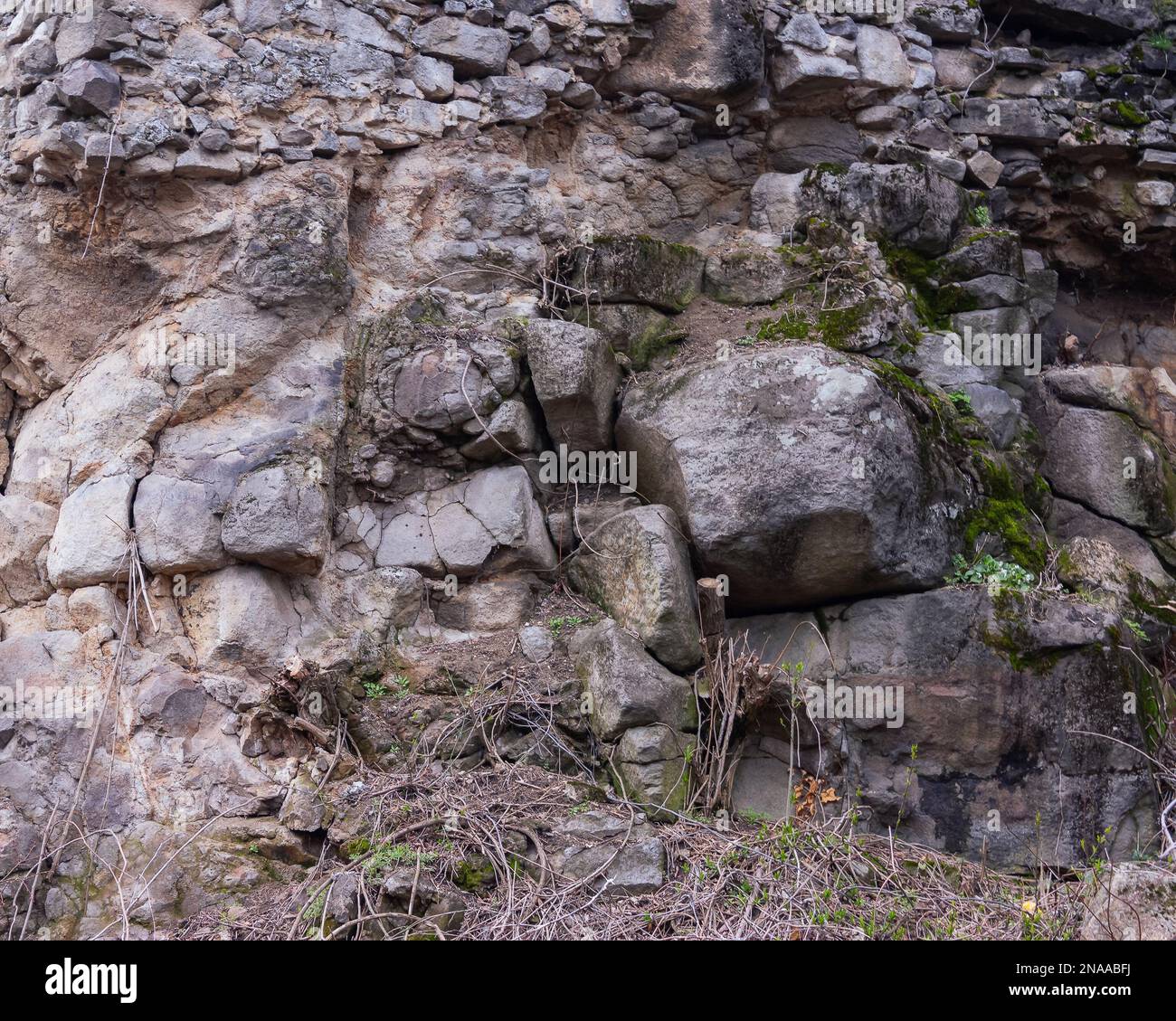 vintage stone wall. grunge architectural background Stock Photo
