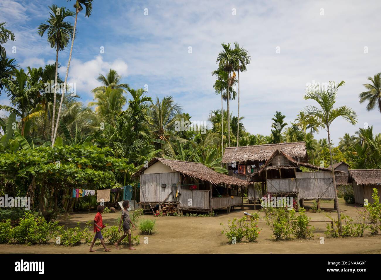 village houses on stilts in Morobe Bay, Morobe Province, Papua New Guinea Stock Photo Alamy