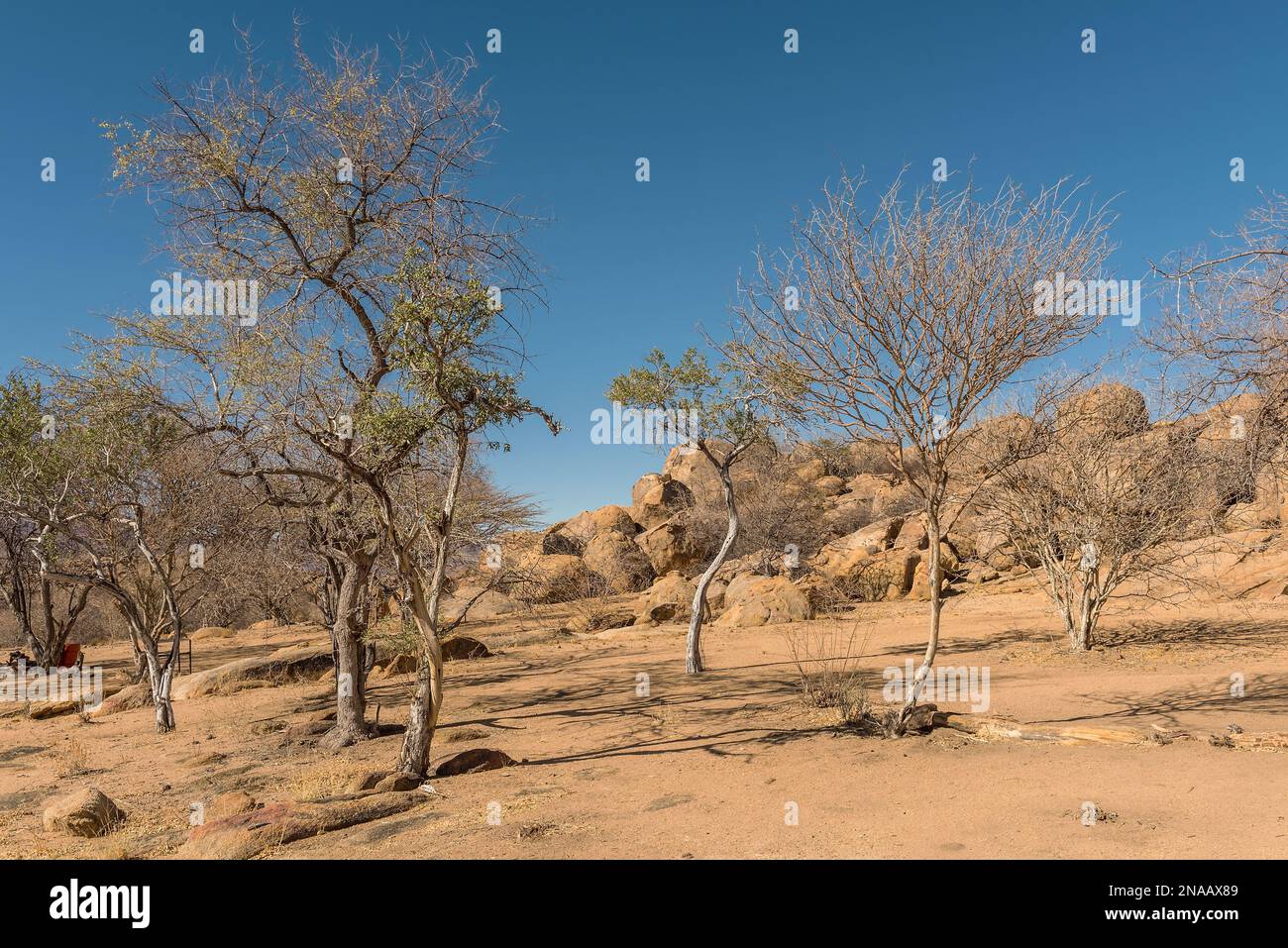 The landscape of the Erongo Mountains in Namibia Stock Photo