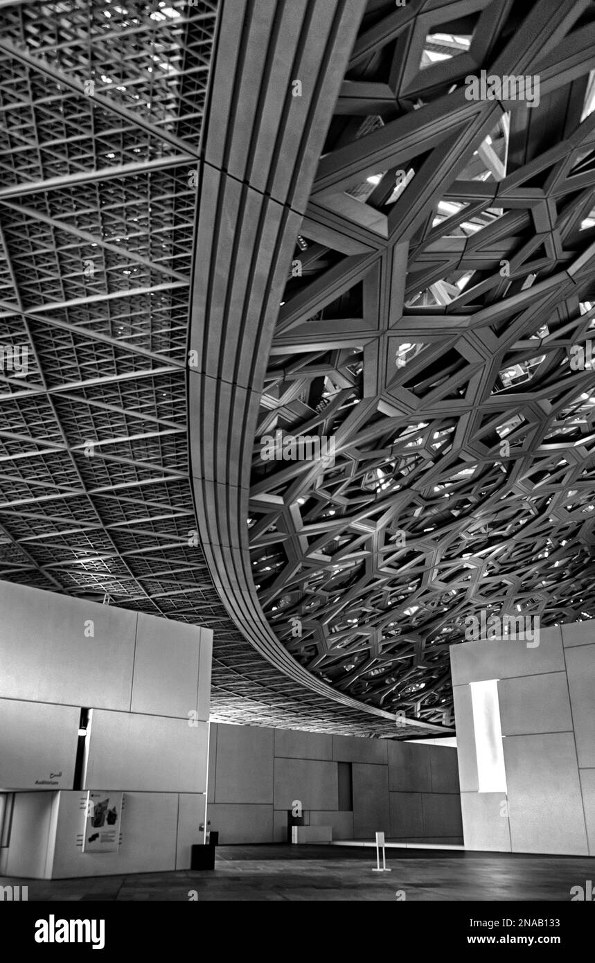 An interior view of the Louvre in Abu Dhabi City, UAE with its stunning